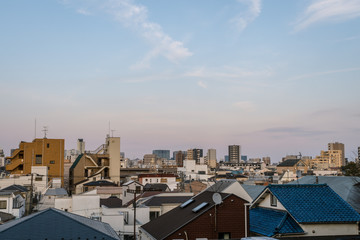 東京　品川区の都市風景と夕方の空５