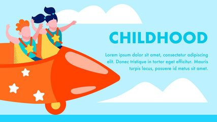 Happy Childhood Motivation Flat Cartoon Banner