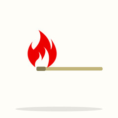 Match fire icon vector. flame heat or spicy food symbol flat icon for apps and websites vector illustration