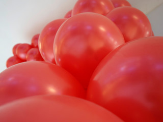 red interconnected balloons