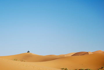 Fototapeta na wymiar A quad over dunes in desert