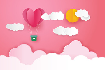valentines day background with hearts and clouds
