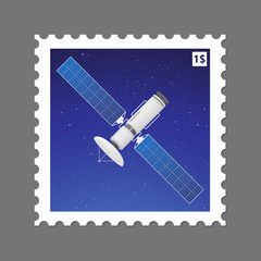 Postage stamp With Satellite  Illustration