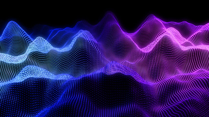 Music abstract background. Equalizer for music, showing sound waves with musical waves, background equalizer. 3d rendering.