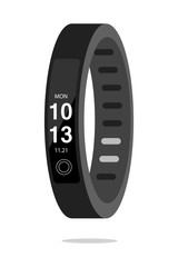Smart Band Sport bracelet. Fitness band run tracker vector illustration. Flat cartoon wristband with running activity steps counter and heartbeat pulse meter