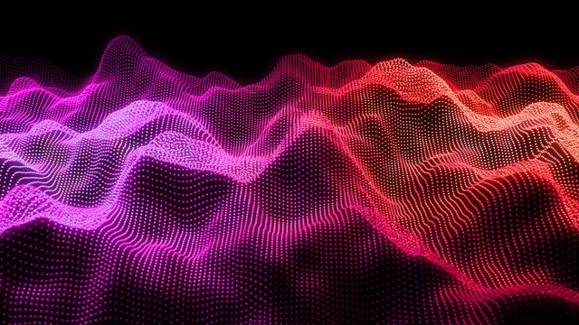 Music abstract background. Equalizer for music, showing sound waves with musical waves, background equalizer. 3d rendering.