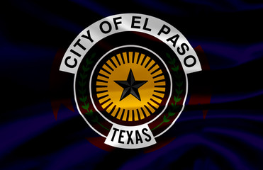 El Paso Texas waving flag illustration.
