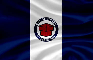 Toledo Ohio waving flag illustration.