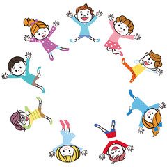 Obraz premium ジャンプする子供の輪