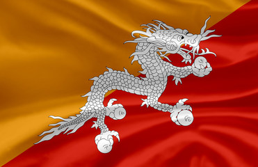 Bhutan waving flag illustration.