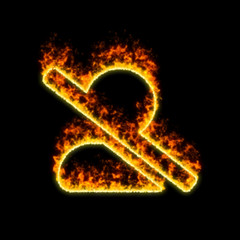 The symbol user slash burns in red fire
