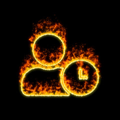 The symbol user clock burns in red fire