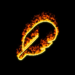 The symbol rounded feather burns in red fire