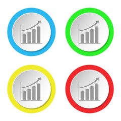Graph icons. Set of round colored flat icons.
