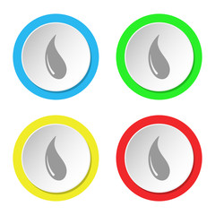 Water drop icon. Set of round colored flat icons.