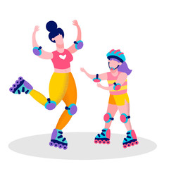 Happy Mother and Daughter on Rollers Skate Banner