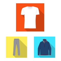 Isolated object of man and clothing logo. Collection of man and wear vector icon for stock.