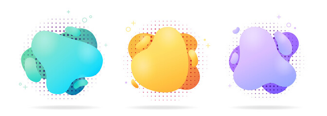 Set of geometric abstract liquid forms. Modern banner for logo, presentation, poster or flyer design.