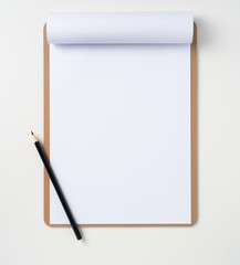white paper on clipboard isolated on background