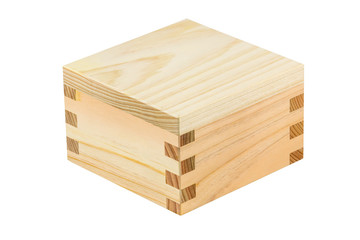 Wooden cube container box isolated on white background with Clipping path inside. (Image Stacking Technique)