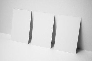 perspective view of business card on white space