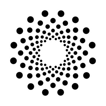 Vector black spotted mandala. Isolated on white background.