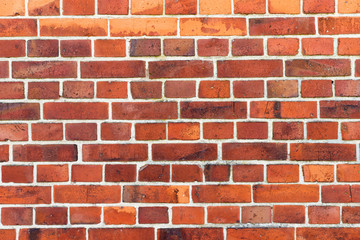 Red brick wall. Texture of red brick wall. Background of red brick wall