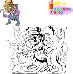 cartoon cute monster scarecrow halloween design funny illustration