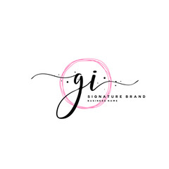G I GI Initial letter handwriting and  signature logo.