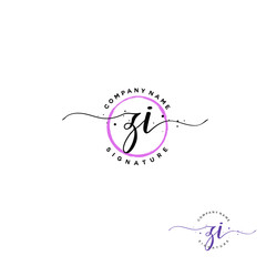 Z I ZI Initial letter handwriting and  signature logo.