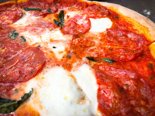 fresh italian pizza close up view