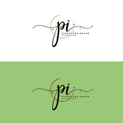 P I PI Initial letter handwriting and  signature logo.