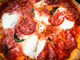 fresh italian pizza close up view
