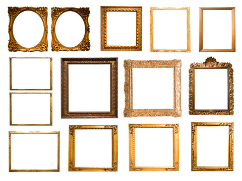 group of retro golden rectangular frame for photography