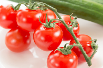 房のミニトマトとキュウリ