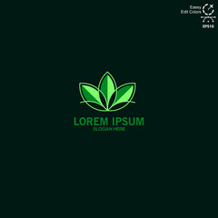 logo green lotus flower simple and modern, vector