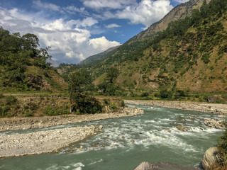 Riverside view in the Mountains (Himalayas)