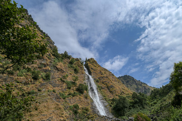 A waterfall in the mountains