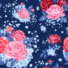 Fototapeta na wymiar Seamless pattern with rose flowers