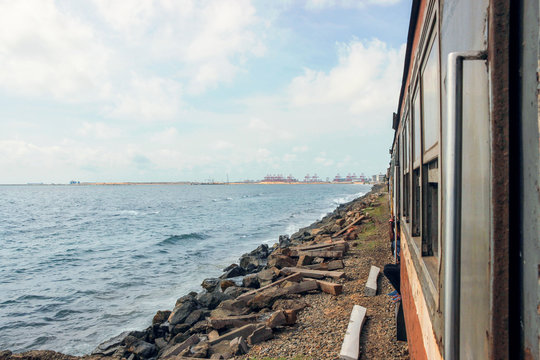 Coastal Railway Line With Sea View In Sri Lanka 