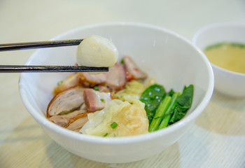 shrimp wonton chinese food, focus selective