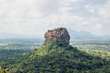 landscape of green forest with lion rock Sigiriya in Sri Lanka 