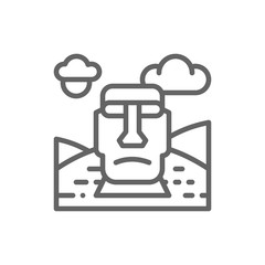 Easter Island, Chile, landmark line icon.