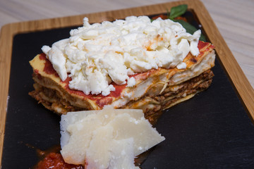 Portion of lasagna