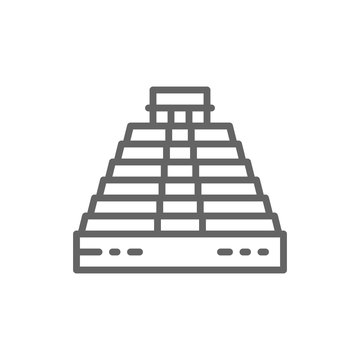 recommend clip art: Pyramid of Kukulkan at Chichen Itza, Mexico, landmark line icon.