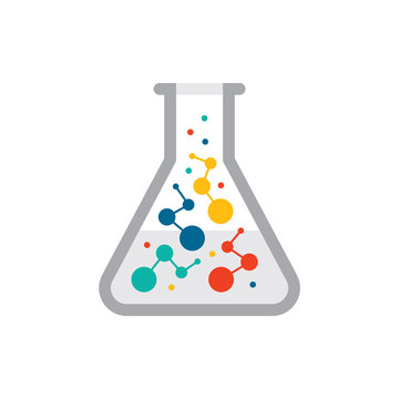 Chemistry flask - colorful icon on white background vector illustration for website, mobile application, presentation, infographic. Test tube concept sign. Science symbol. Graphic design element. 