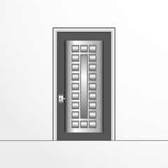 A door. Vector illustration in gray colors on a light background.