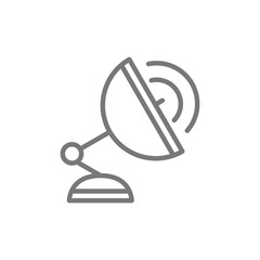 Satellite dish, wireless radar, tv antenna line icon.