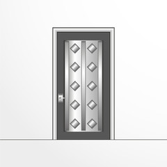 A door. Vector illustration in gray colors on a light background.