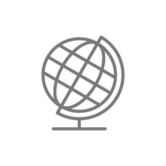 School globe, earth model line icon.